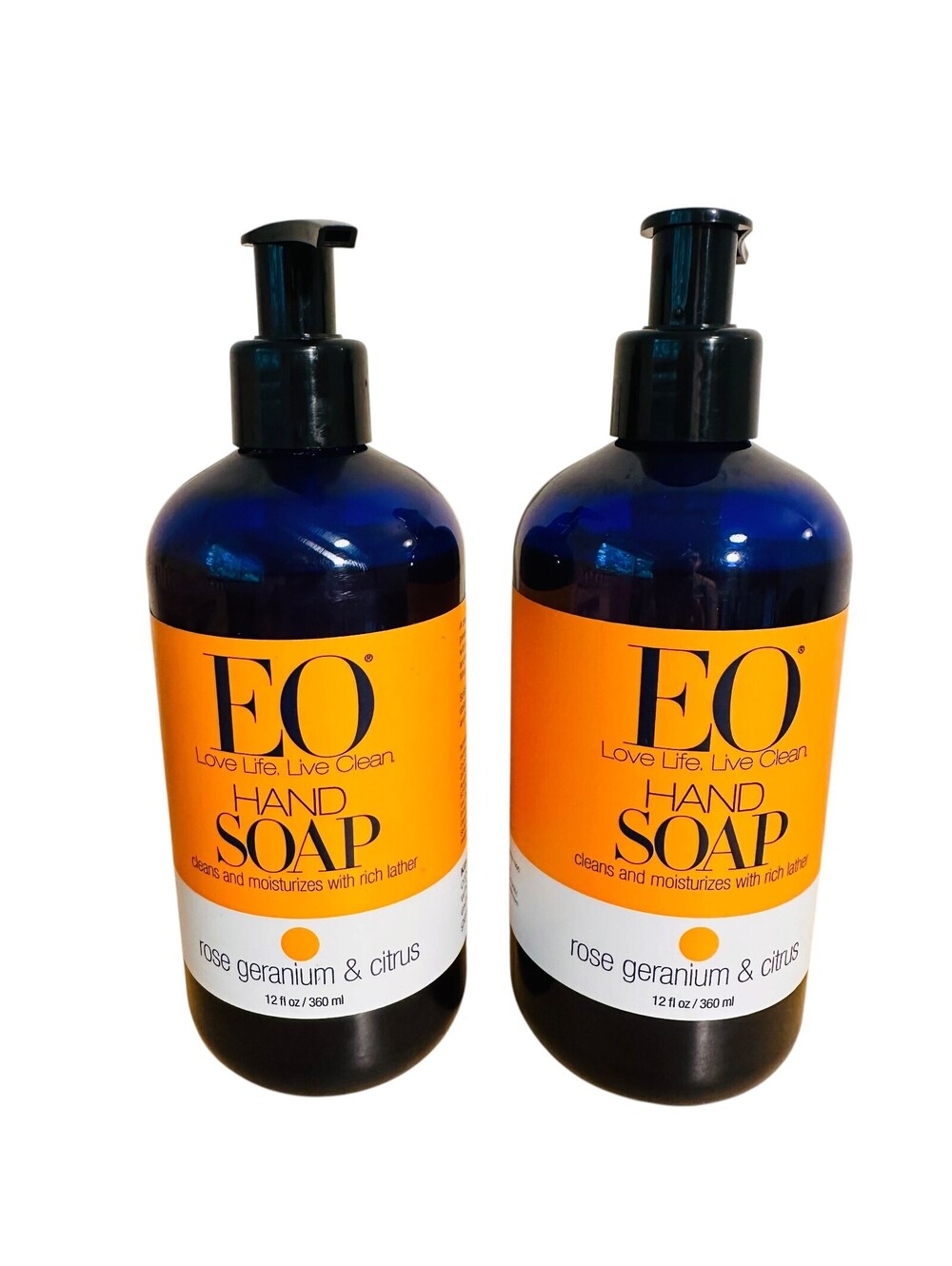 EO Hand Soap Rose Geranium & Citrus 12 fl oz / 360 ml Lot of 2 NEW